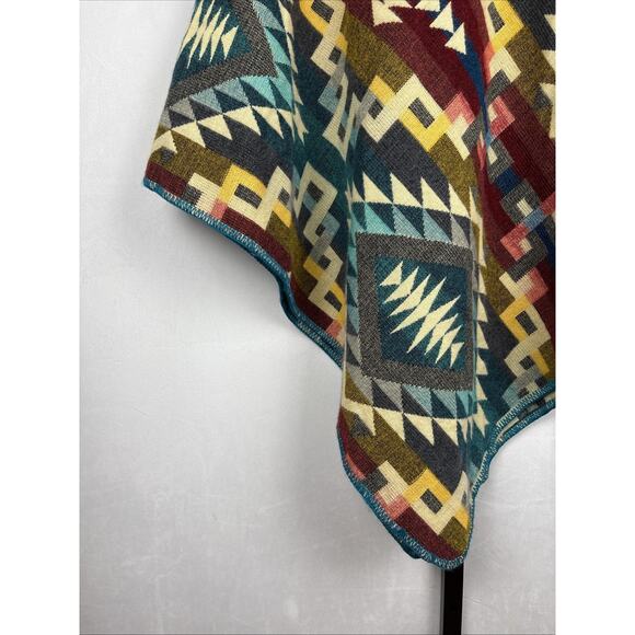 Galapagos Confecciones Colorful Handmade Poncho O/S Aztec Geometric Wool Blend - Picture 9 of 11